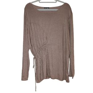 NWOT Storyteller Taupe Ruched Side Tie Top 3X